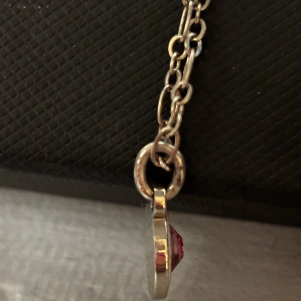 Coach Silver Necklace- White “COACH” Charm with Pink Rhinestone Center - Picture 5 of 8